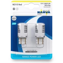 Narva | izzó | 12V 21/5W W3x16q | 2,8W/0,4W | piros | LED | 2 darabos bliszter