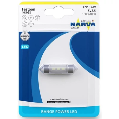 Narva | izzó | 12V 0,35W SV8.5 | 10,5 x 38 | 6000K | LED