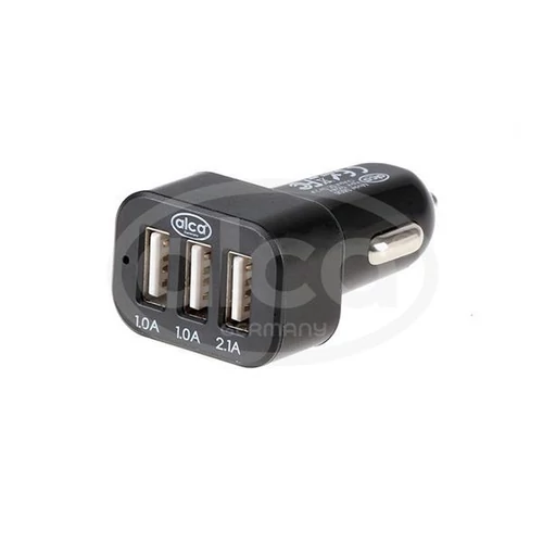 Alca | szivargyújtós USB elosztó | 3 port | fekete Alca | szivargyújtós USB elosztó | 3 port | fekete