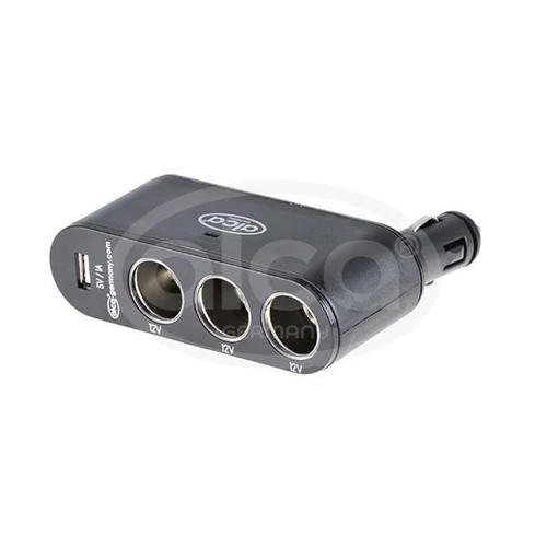 Alca | szivargyújtós elosztó | 3 részes | 12V + USB | hajlítható