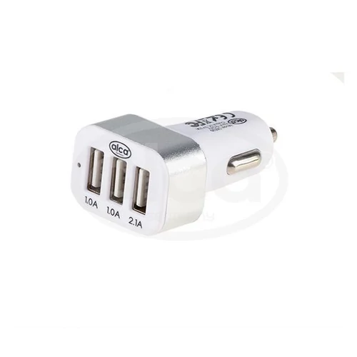 Alca | szivargyújtós USB elosztó | 3 port | fehér | ezüst Alca | szivargyújtós USB elosztó | 3 port | fehér | ezüst