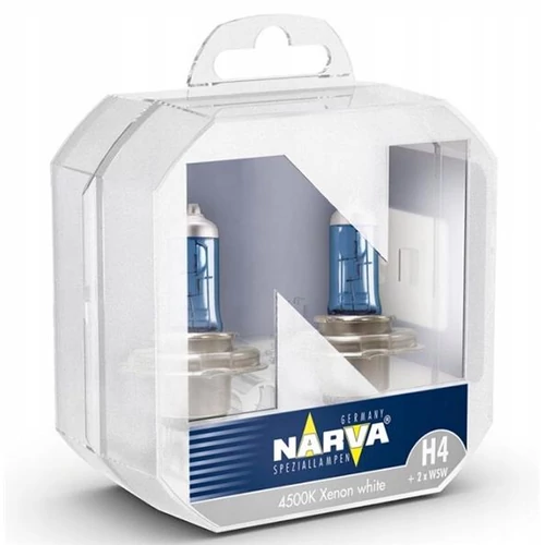 Narva | izzó | 12V 100/90W P43t-38 H4 | xenon hatás | 2 darabos box | + 2 db kék W5W