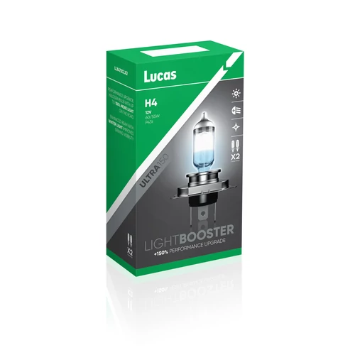 Lucas | izzó | 12V 60/55W P43t H4 | +150% emelt fényerő | 2 darabos csomag