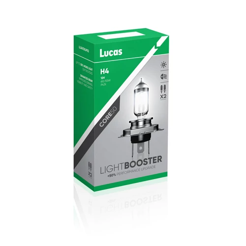 Lucas | izzó | 12V 60/55W P43t H4 | +50% emelt fényerő | 2 darabos csomag