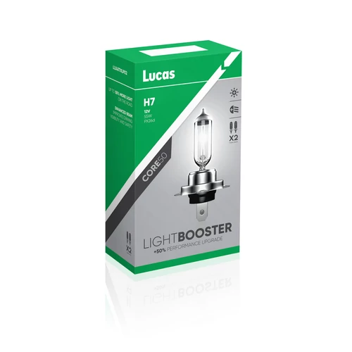 Lucas | izzó | 12V 55W PX26d H7 | xenon hatású | +50% emelt fényerő | 2 darabos csomag Lucas | izzó | 12V 55W PX26d H7 | xenon hatású | +50% emelt fényerő | 2 darabos csomag