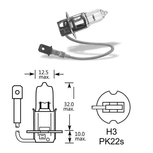 Qlux | izzó | 12V 55W Pk22s H3