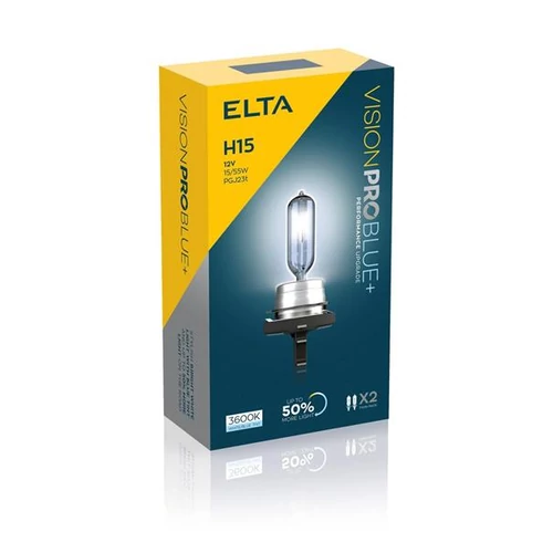 Elta VisionPro | izzó | 12V 15/55W PGJ23t H15 | kék fény | +50% | 3600K | 2 darabos csomag