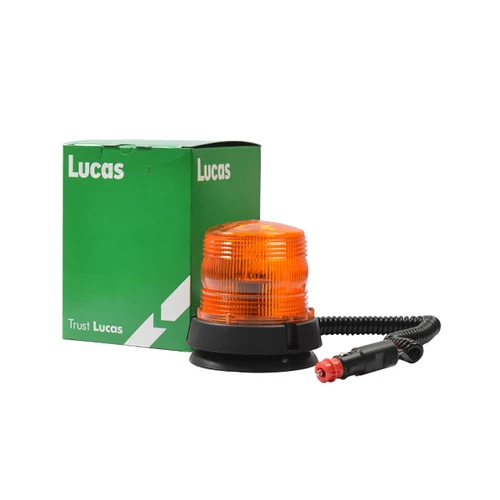 Lucas | LED forgóvillogó | 12/24V | mágneses | szivargyújtós | sárga