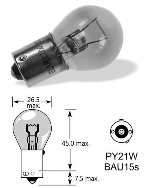 Narva | izzó | PY21W 12V 21W BAU15s | sárga