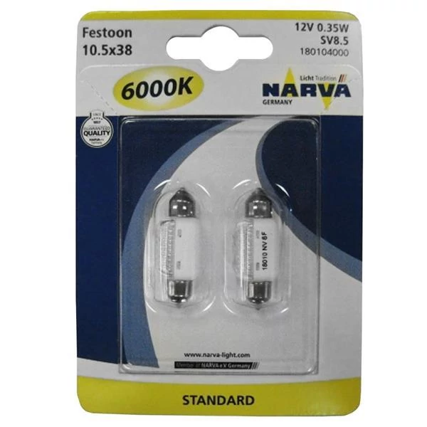 Narva | izzó | 12V 0,35W SV8.5 | 10,5 x 38 | 6000K | LED