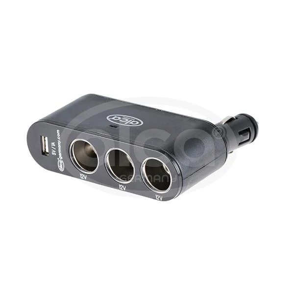Alca | szivargyújtós elosztó | 3 részes | 12V + USB | hajlítható