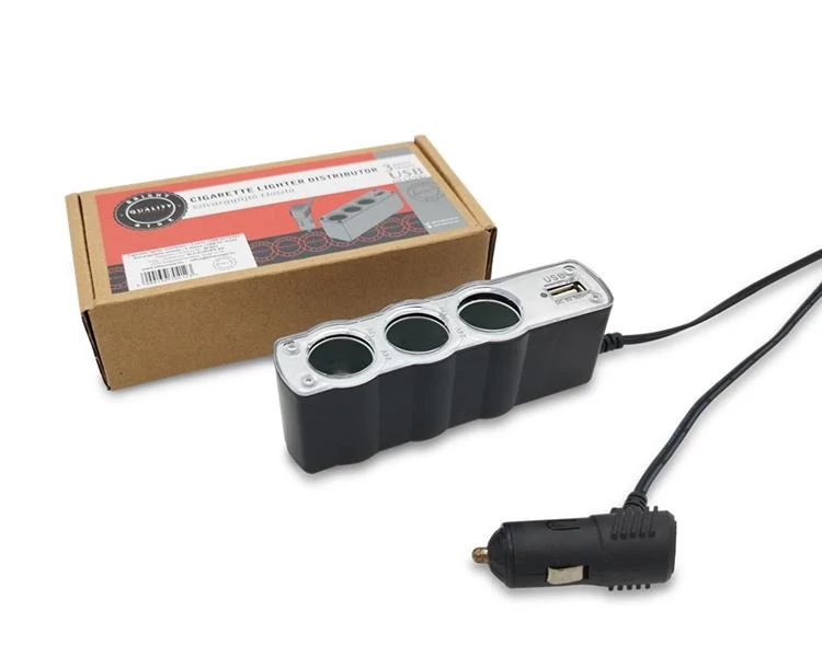 Szivargyújtós elosztó | 3 részes | USB DC12/24V