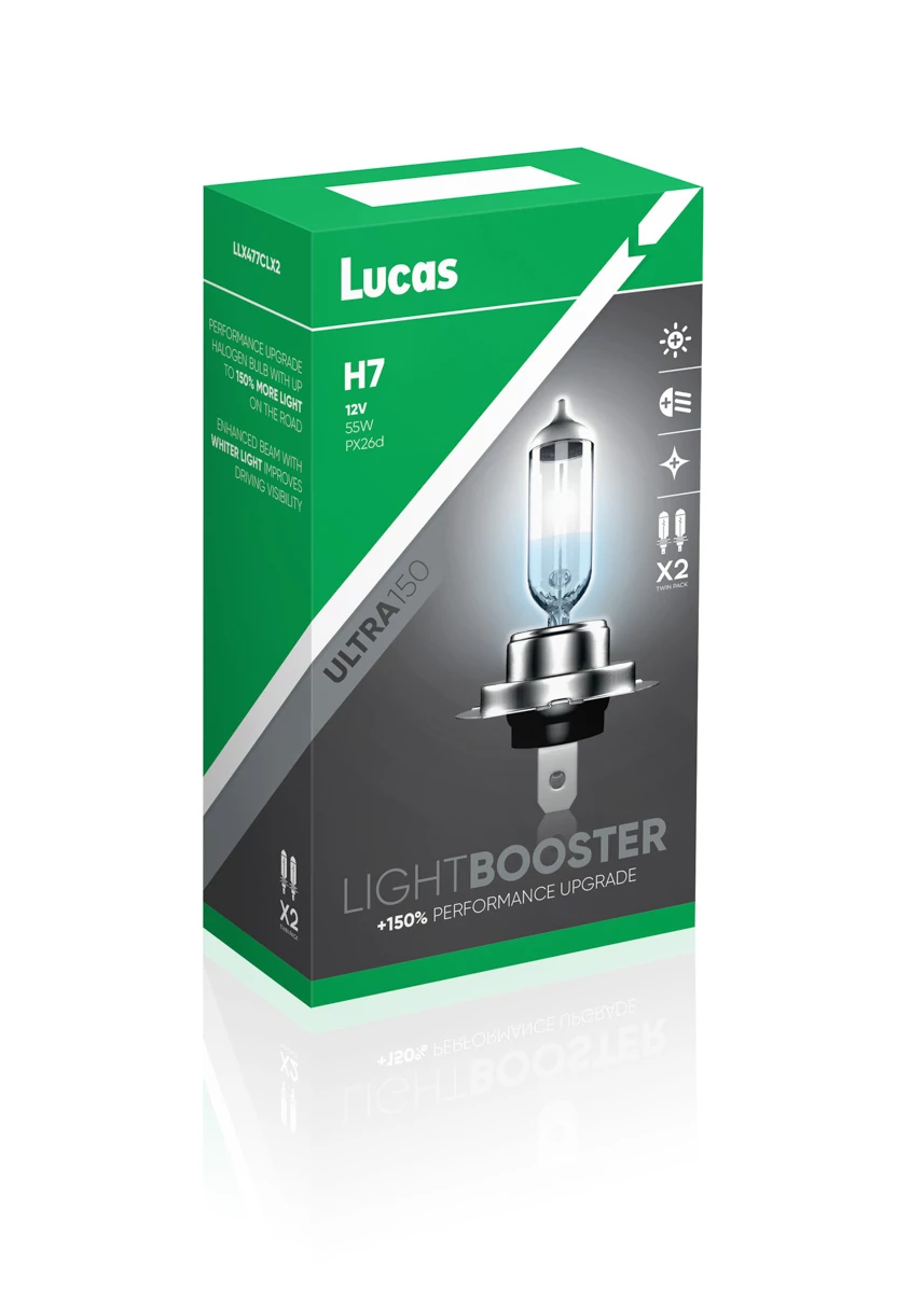 Lucas | izzó | 12V 55W PX26d H7 | +150% emelt fényerő | 2 darabos csomag