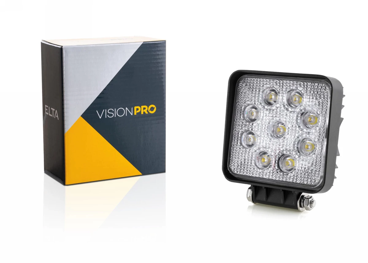 Elta VisionPro | munkalámpa | 9 LED | 3W/27W | 10-30V | csavaros rögzítés | kocka