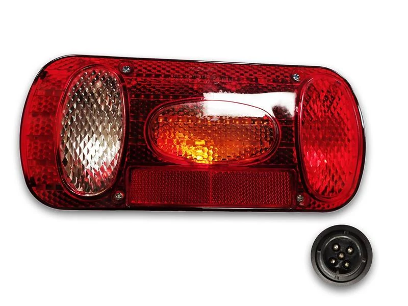 Utánfutó lámpa | 6 funkciós | tolatólámpás | ovális (zöld csatlakozó kábel)