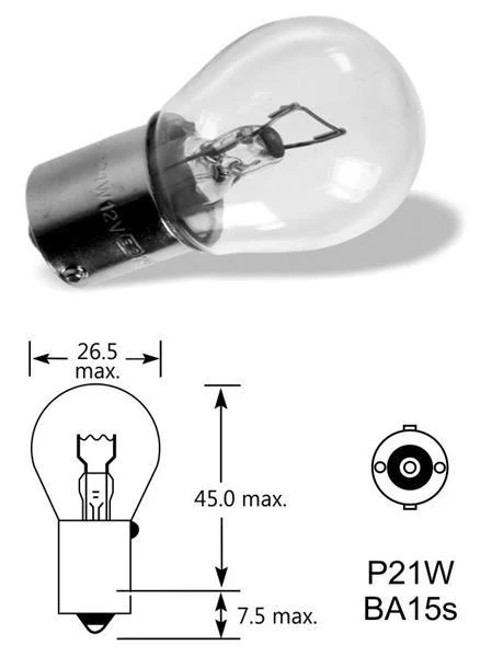 Osram | izzó | 12V 21W P21W BA15s