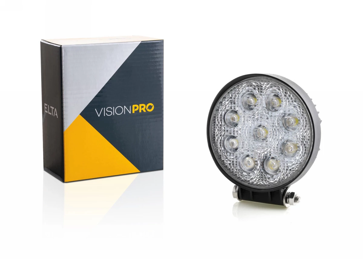 Elta VisionPro | munkalámpa | 9 LED | 3W/27W | 10-30V | csavaros rögzítés | kerek
