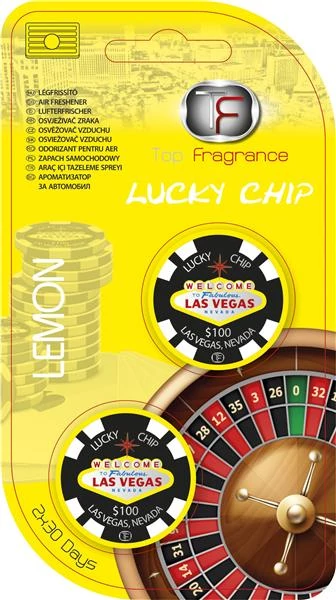 Autós légfrissítő | szerencsejáték zseton | citrom illat | 2 darabos csomag