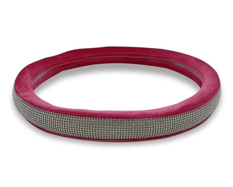 Kormányvédő | strasszköves | rózsaszín plüss szegéllyel | 38 cm