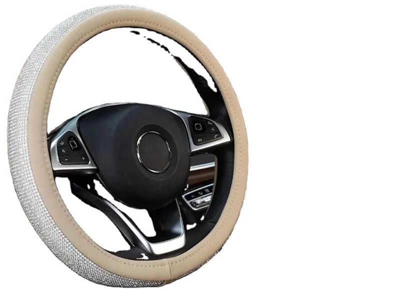 Kormányvédő | strasszköves | aranybarna plüss szegéllyel | 38 cm