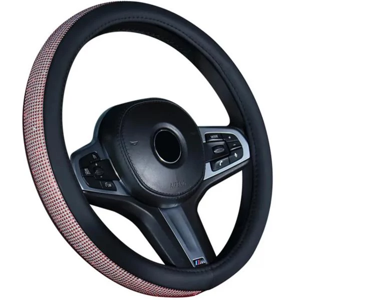 Kormányvédő | strasszköves | fekete bőr szegéllyel | aranybarna | 38 cm