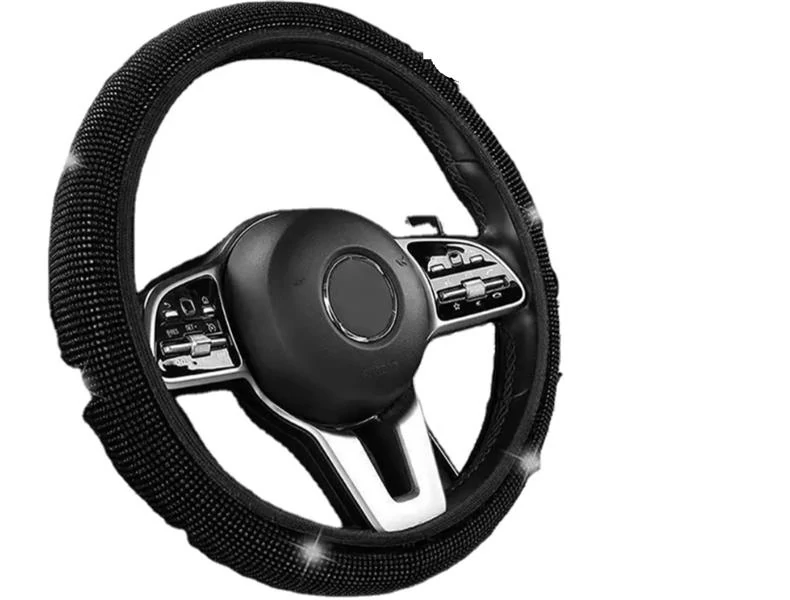 Kormányvédő | strasszköves | textil szegéllyel | fekete | 38 cm