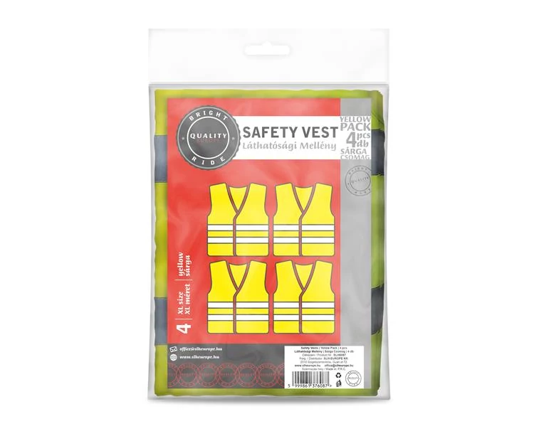 Láthatósági mellény | 4 darabos csomag | sárga XL