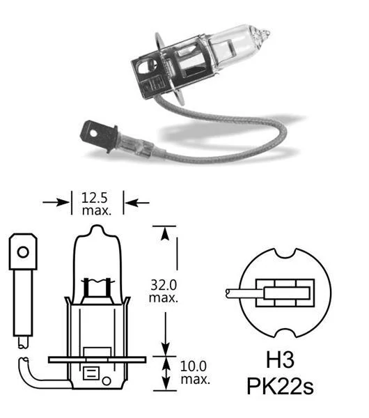 Qlux | izzó | 12V 55W Pk22s H3