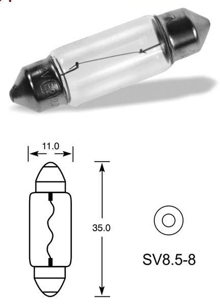 Qlux | izzó | 12V 5W SV8-8,5 C5W | 11 x 35 mm