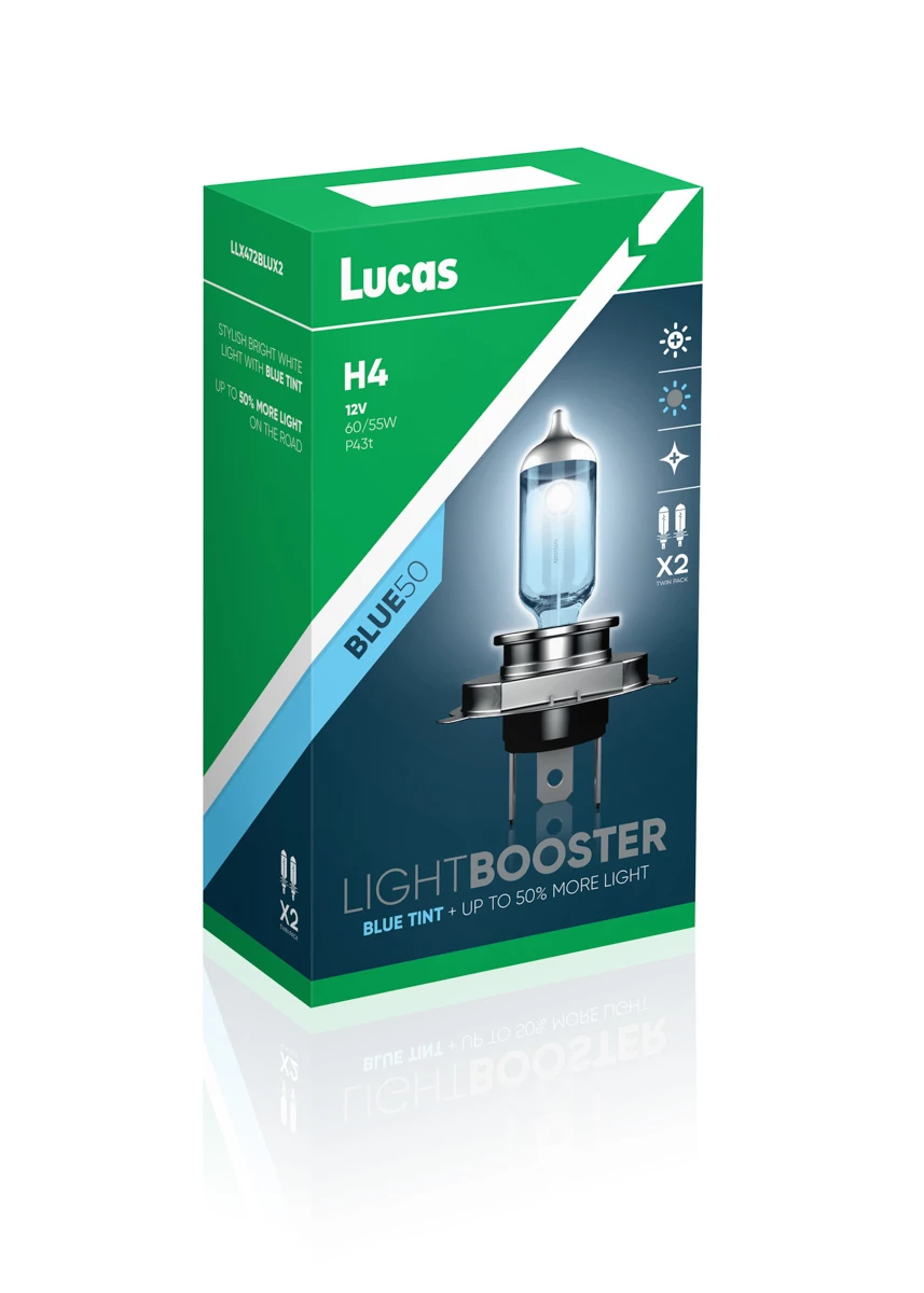 Lucas | izzó | 12V 60/55W P43t H4 | +50% emelet fényerő | 2 darabos csomag