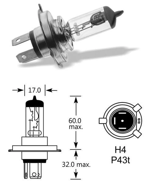 24V 100/80W P43t Halogen H4 QLUX