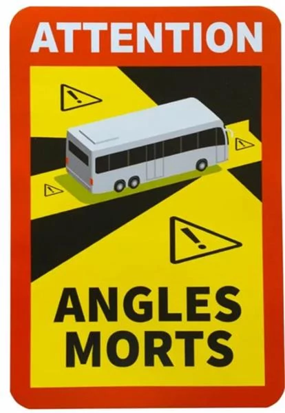 Holttér figyelmeztető matrica buszra | ANGLES MORTS