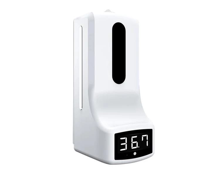 Érintés nélküli kézfertőtlenítő adagoló automata | 1000 ml | elemes | lázmérővel