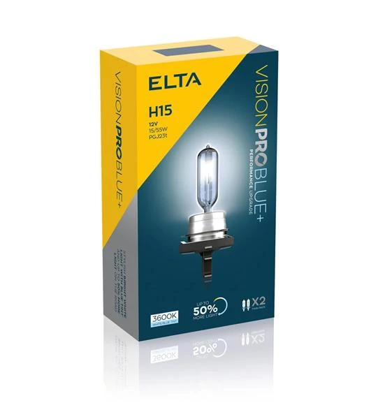 Elta VisionPro | izzó | 12V 15/55W PGJ23t H15 | kék fény | +50% | 3600K | 2 darabos csomag
