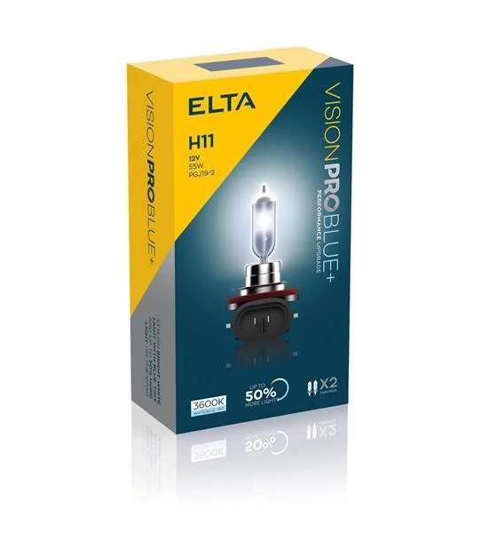 Elta VisionPro | izzó | 12V 55W PGJ19-2 H11 | kék hatás | +50% | 3600K | 2 darabos csomag