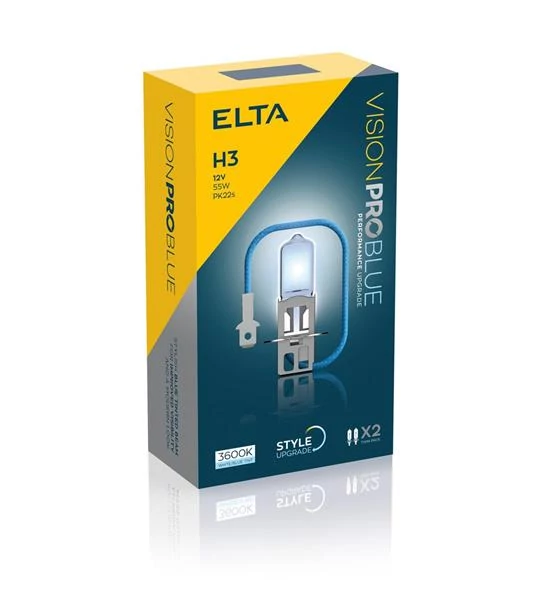 Elta VisionPro | izzó | 12V 55W PK22s H3 | kék fény | 3600K | 2 darabos csomag