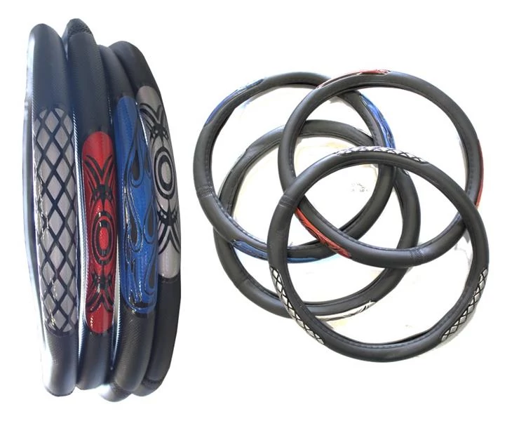 Kormányvédő | műbőr | fekete alap & különböző minták | 38 cm