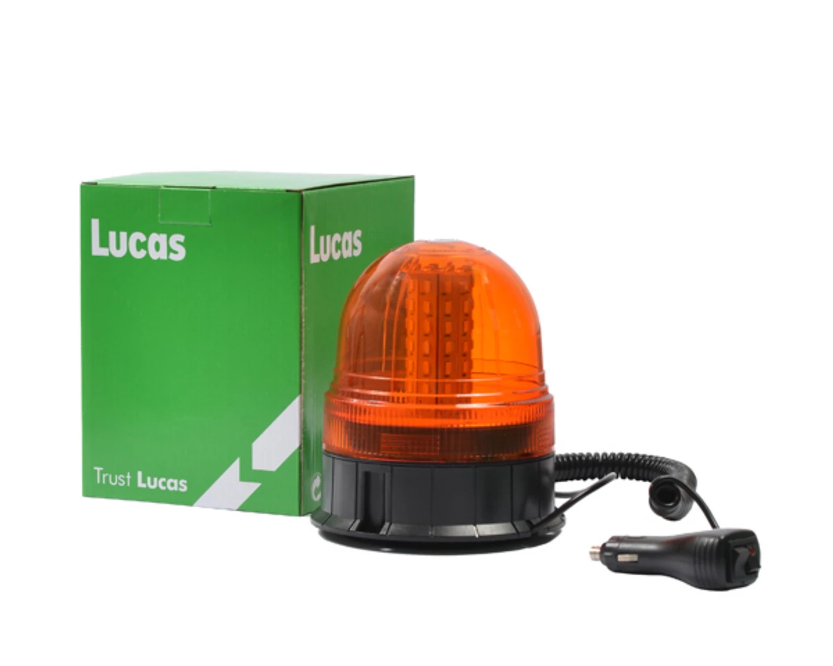 Lucas | LED forgóvillogó | 12/24V | mágneses | szivargyújtós | sárga