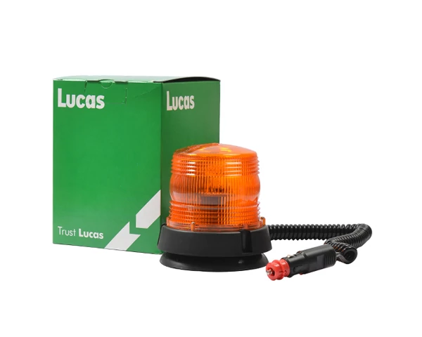 Lucas | LED forgóvillogó | 12/24V | mágneses | szivargyújtós | sárga